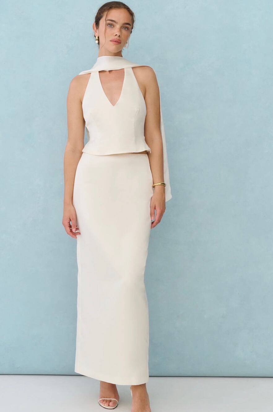 Few moda little white looks jade skirt top set $297 size 8